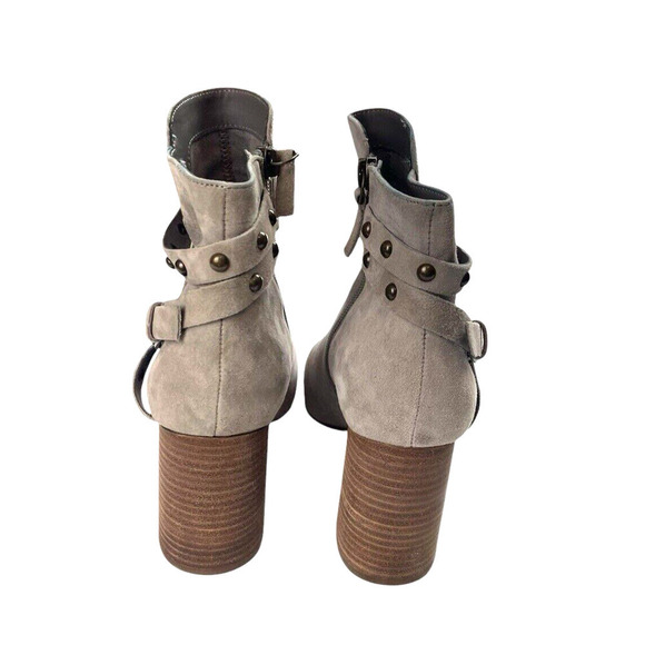 BP Brass Plum Taupe Faux Suede Boots Women Size 8M Studded Short Booties Western - Picture 7 of 10